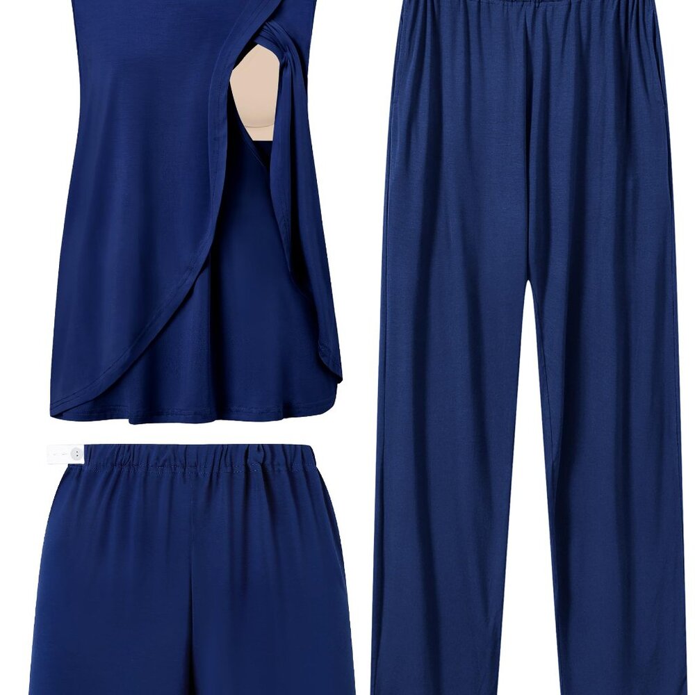 Maternity Nursing Pajama Set Modal Sleeveless Comfortable Breastfeeding Lounge